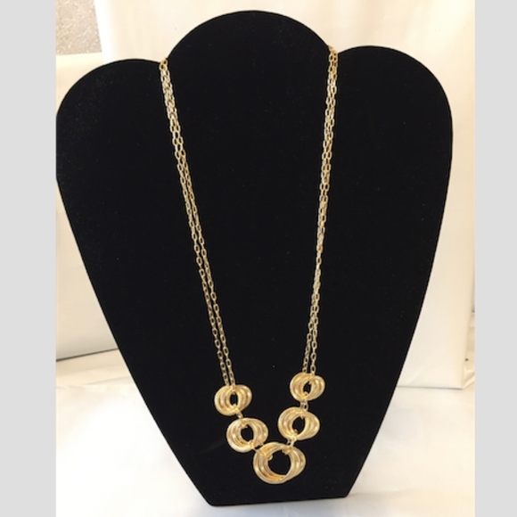 Beautiful bold Graduated Interlocking Circles Necklace Fine 18K/Bro - Picture 2 of 5